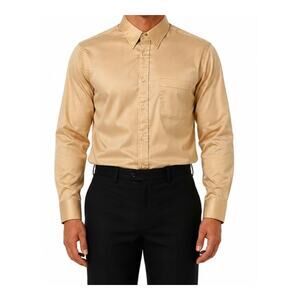 Enro Shirt Mens Size 16 34-35 Beige Long Sleeve Cotton Blend Retro Vintage 1990s